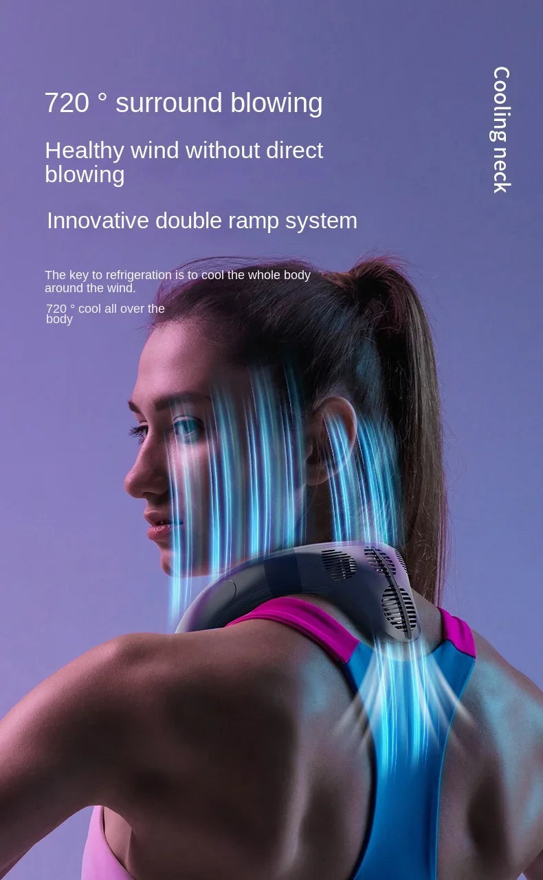 New Neck Air Conditioner Portable Neck Fan Rechargeable Semiconductor Cooling Bladeless Fan Outdoor Personal Fan Wearable Cooler