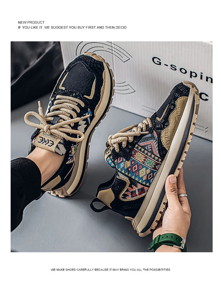 2025 Trend Print Mens Fashion Shoes Design Chunky Men Casual Sneaker Breathable Platform Sneakers Male Running Jogging Shoes