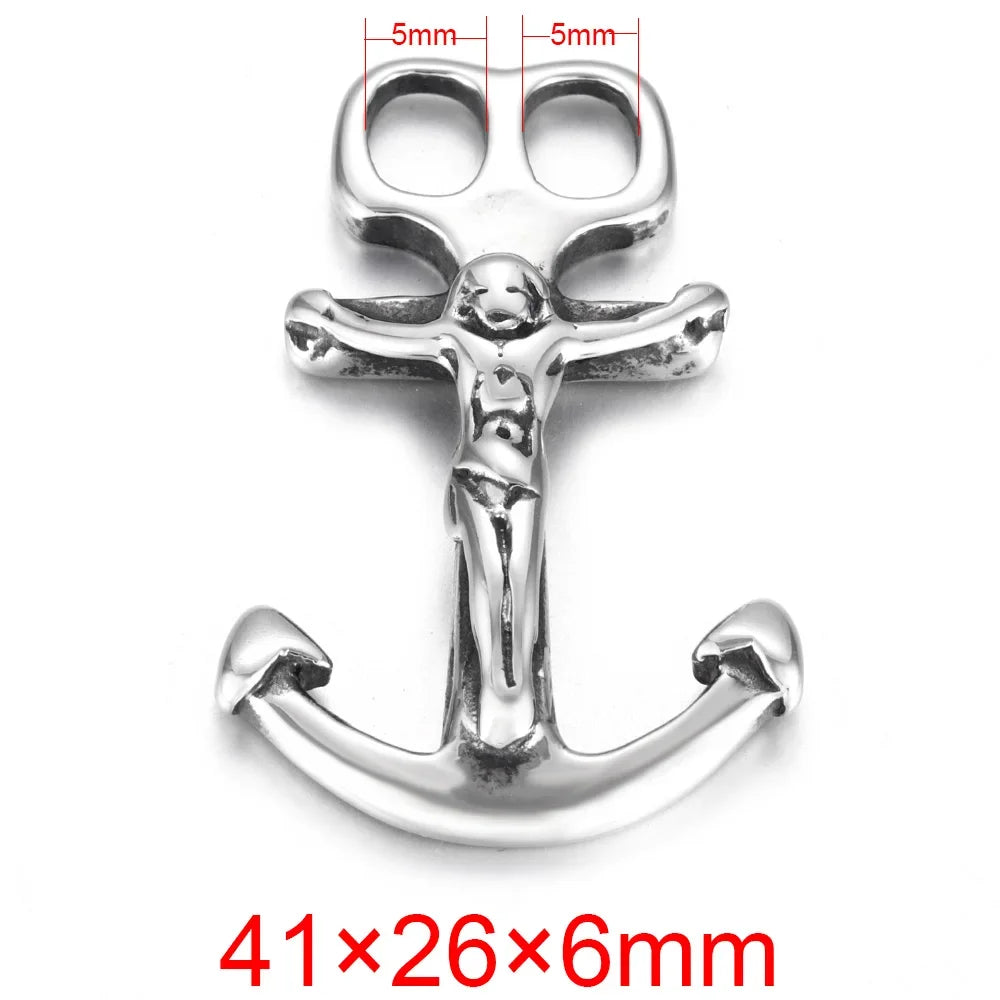 Stainless Steel Anchor Hooks Curved Double Hole for Leather Bracelet Connector Clasp Jewelry Making Findings DIY Supplies