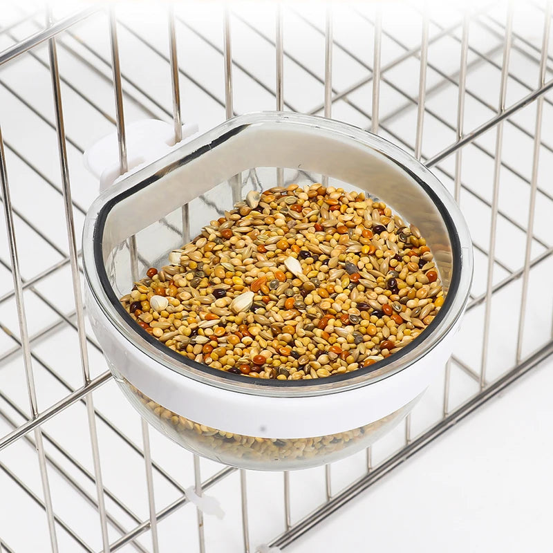 Bird Feeding Bowl Detachable Transparent Bowl Plastic Food Cup For Cage Convenient Hanging Seed Water Feeder for Parrots