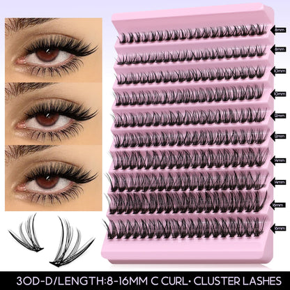 GROINNEYA DIY Lash Extension Kit Lash Clusters With Waterproof Strong Hold Lash Bond And Seal And Eyelash Tweezers Lash Cluster