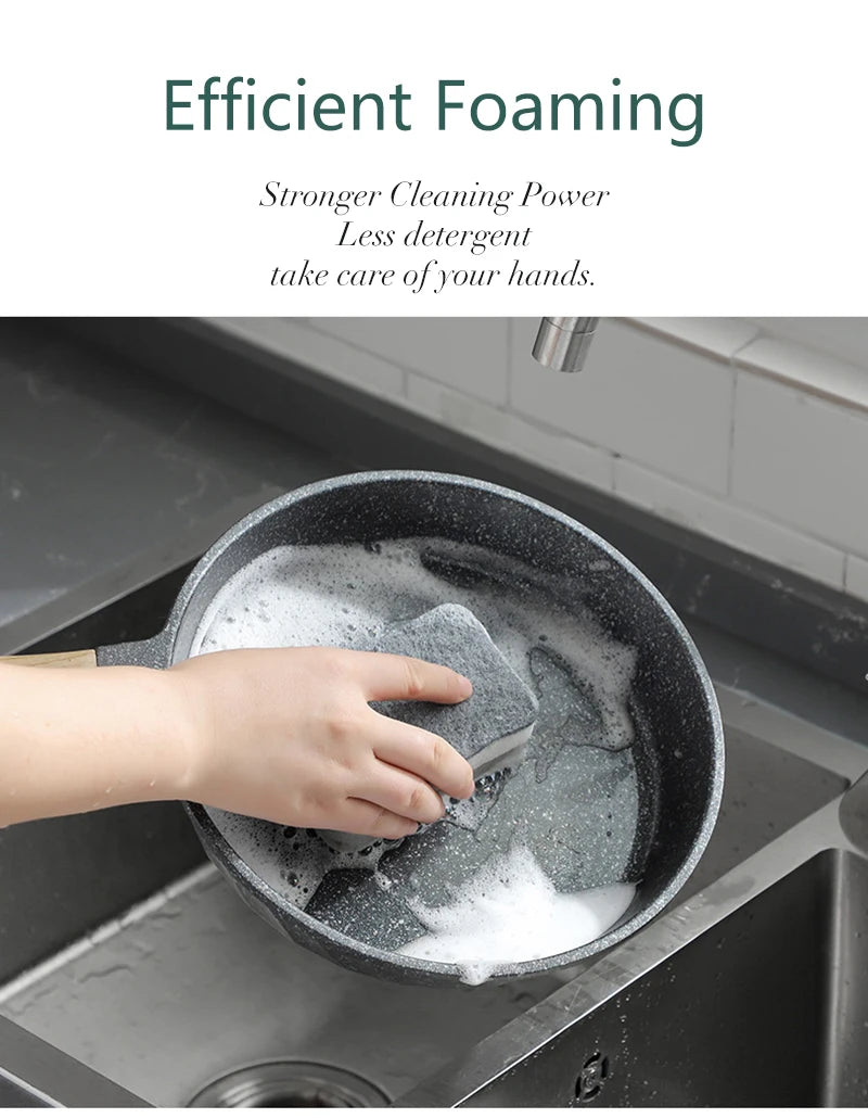 20pcs Double-sided Cleaning Sponges Pan Pot Cleaning and Maintenance Washing Sponges Household Scouring Pad Kit Tools Brush