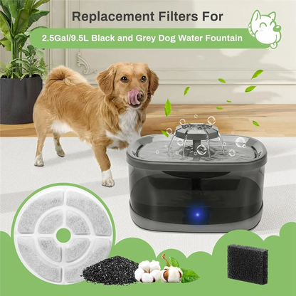 Replacement Cat Water Fountain Filters For 2.5Gal/9.5L Dog Water Fountain Activated Pet Fountain Filters And Sponges 6+6M12K