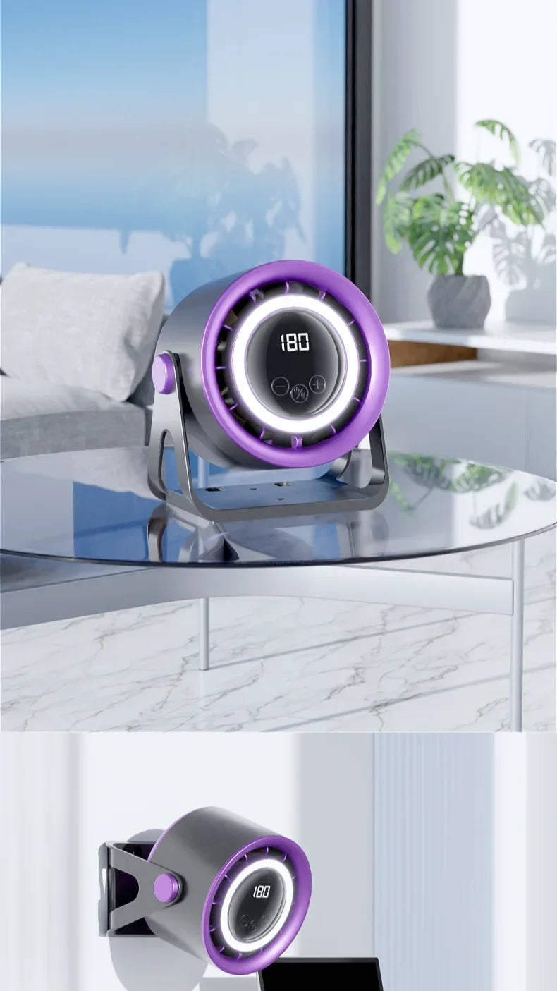New 2500 mAH Convenient Electric Fan Turbo Silent Electric Fan with Ambient Light Countertop Wall Mount Ceiling Air Cooler