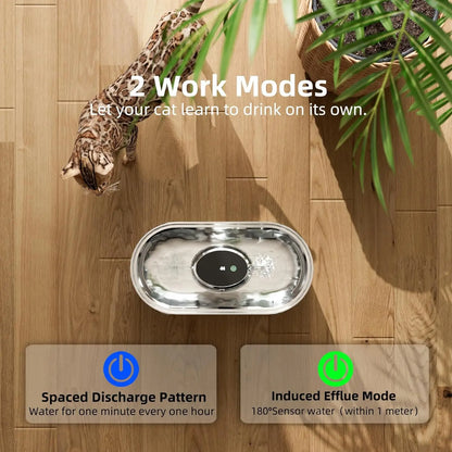 Stainless Steel Wireless Smart Cat Water Fountain 5000mah Pet Water Dispenser for Dog Cat Infrared Sensor Pet Drinkier Fountain