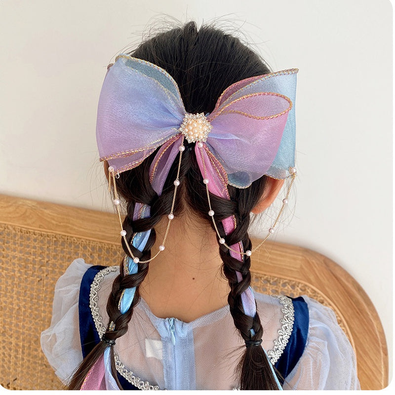 Fashion Hair Accessories New Girls Cute Colorful Chiffon Bow Ribbon Hairpins Children Sweet Hair Clips Hair Accessories