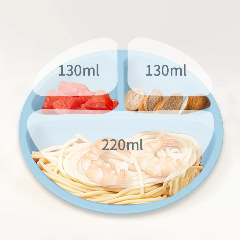Food Grade Silicone Child Dish Set Baby Feeding Bowl Suction Plate Straw Cup Wooden Spoon Fork for Kids Tableware Toddler Dishes