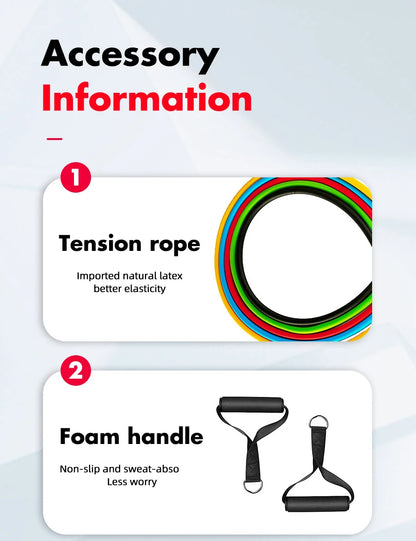 Resistance Elastic Bands Exercise Strength Training Fitness Bands with Door Anchor Handles Legs Ankle Straps for Home Workouts