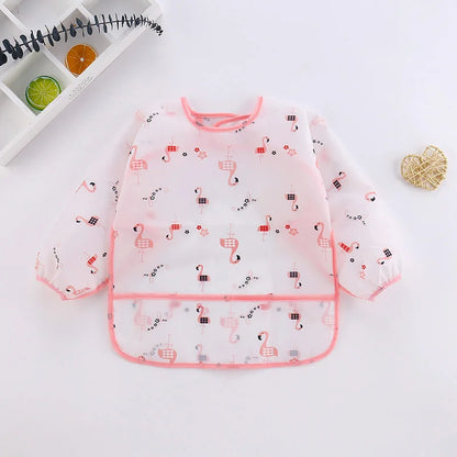 Baby Bibs New Cute Children Baby Stuff Toddler Waterproof Long Sleeve Art Smock Feeding Bib Apron for Kids 0-6 Years