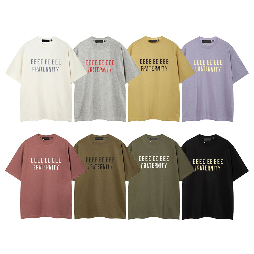 Fashion Design Men's T-shirts Two Rows Letter Logo Streetwear Designer Brand Men's T-shirts Sets
