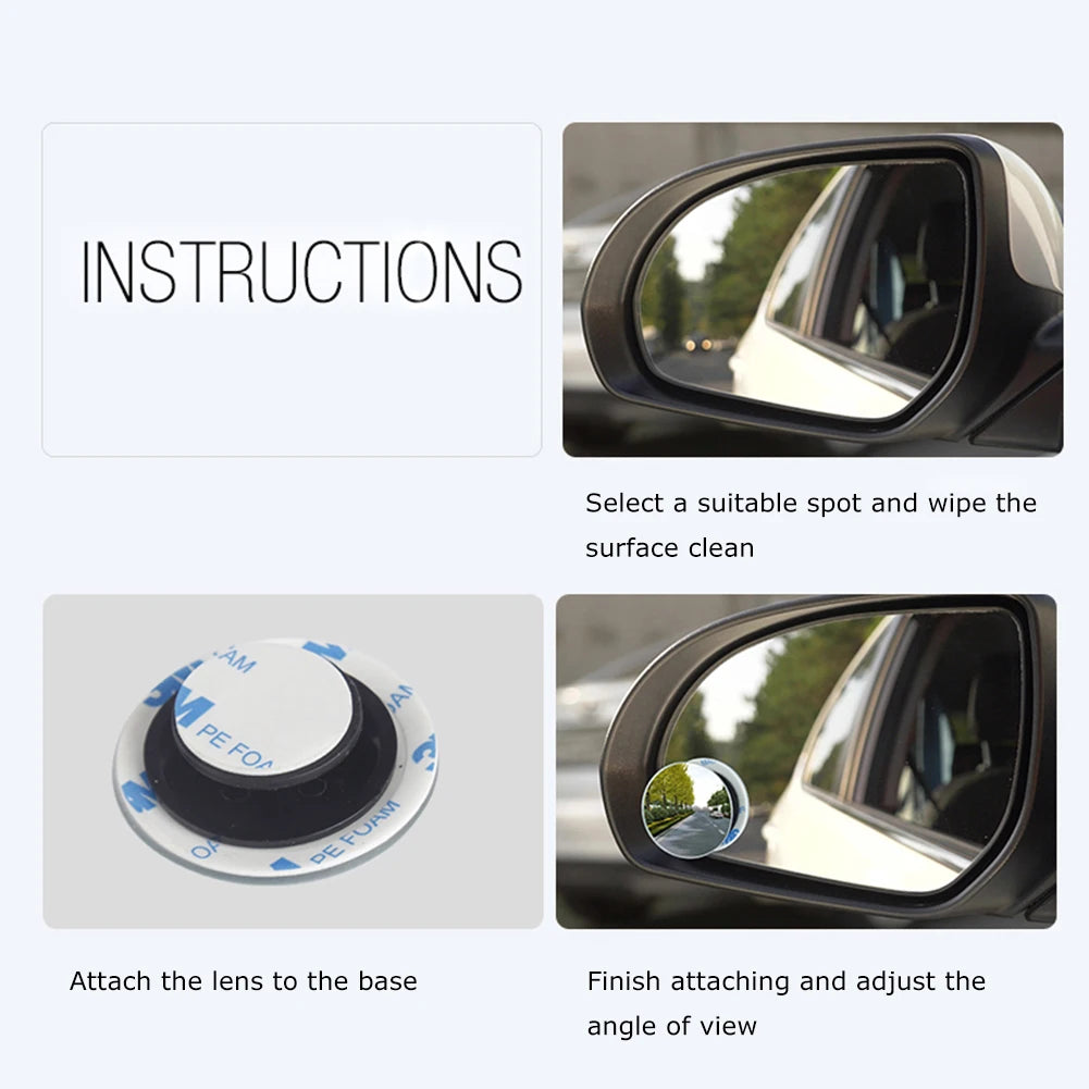2pcs Car Mirror HD Convex Mirror Blind Spot Wide-angle 360 Degree Adjustable Clear Rearview Auxiliary Safety Driving Mirrors