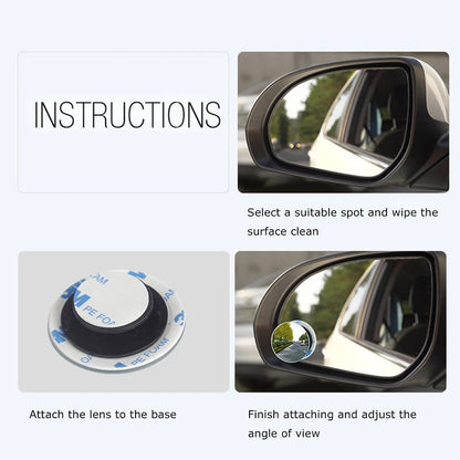 2pcs Car Mirror HD Convex Mirror Blind Spot Wide-angle 360 Degree Adjustable Clear Rearview Auxiliary Safety Driving Mirrors