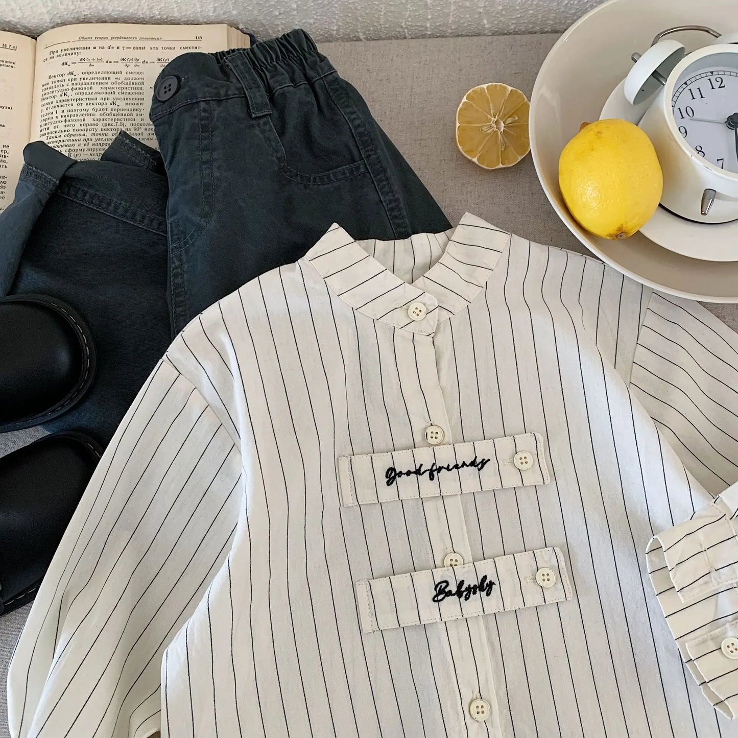 Children's Shirts 2025 Spring New Products Boys Embroidered Girls Striped Shirt Top Tide H0085