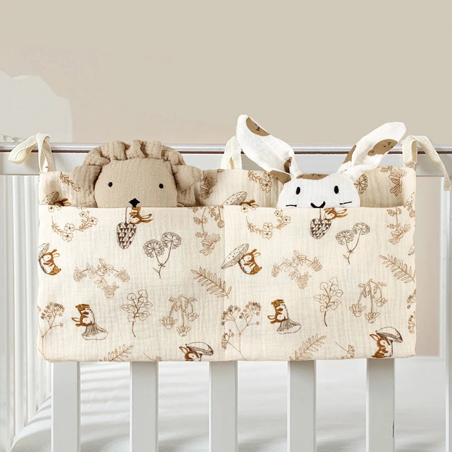 Baby bedside dual-pocket storage bag Portable diaper storage bag Newborn bedside multi-functional storage bag cute