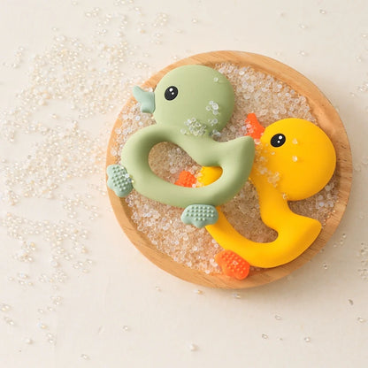 Baby Teether Food Grade Silicone Teethers Cartoon Animals Duck DIY Nursing Teething Pacifier Clip Baby Toy Teething Accessories