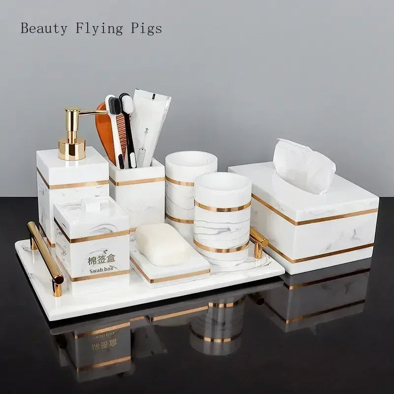 1pcs Resin Light Luxury Bathroom Wash Tray Hotel Bathroom Bathroom Wash Table Toothbrush Shelf Decoration  Toilet Accessories