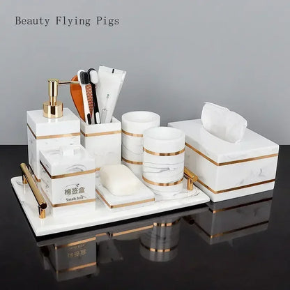 1pcs Resin Light Luxury Bathroom Wash Tray Hotel Bathroom Bathroom Wash Table Toothbrush Shelf Decoration  Toilet Accessories