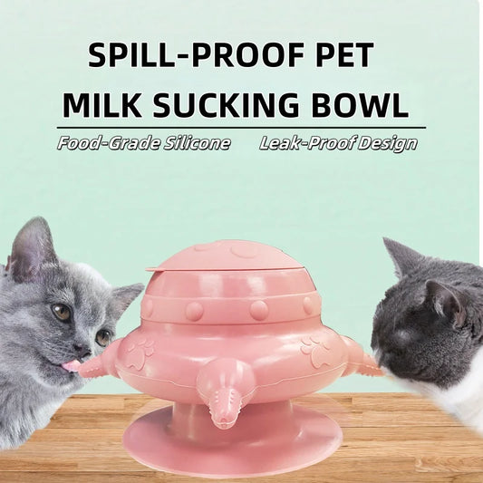 Kitten Puppy Nursing Silicone Milk Sucking Bowl Simulated Bottle Feeding Anti-Choking Anti-Spill Food-Grade Slow Feeder Bowl