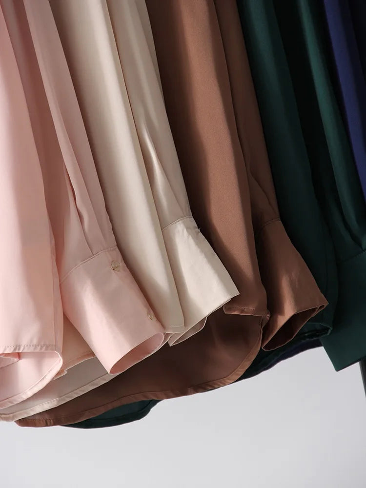 Office Wear Women Shirts Satin Blouse Luxury Pink Long Sleeve Formal Shirts Female Button Silk Tops For Women Elegant All-Match
