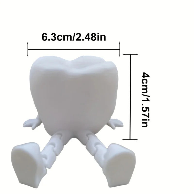 3D Printed Teeth Sculpture Ornaments, Cute Teeth Decorations with Legs, Fun Desktop Dental Decorations, Unique Home Decor