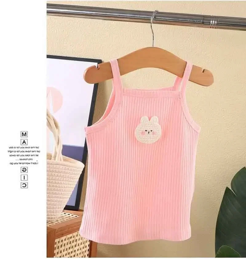 Baby Girls T-shirts for Kids Summer Sleeveless Knitted Tops Vest Outfits Girls Cute Halter Tops Tees Children Clothing 1-12 Year