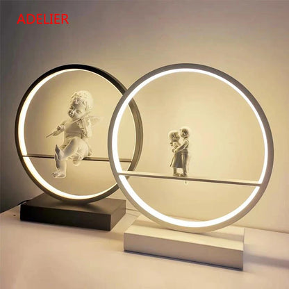 LED Angel table lamps bedroom bedside decorative lamp married couple romantic warm desk lamp