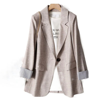 Office Lady Casual Blazers For Women 2024 Autumn Fashion Single Button Long Sleeve Outerwears New In Coats & Jackets Elegant