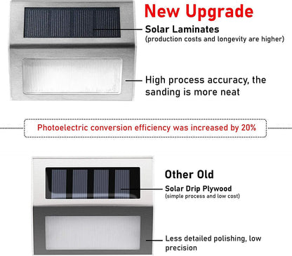 3LED Step Light Stainless Steel Solar Fence Lights Waterproof Outdoor LED Wall Lamps Deck Lights For Stair Garden Fence Patio