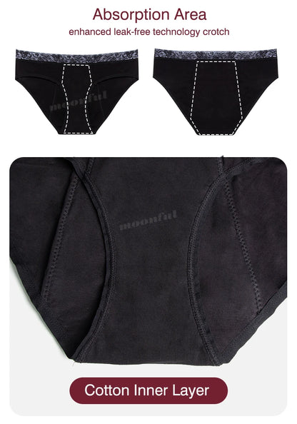 Menstrual Panties Woman Flow Abundant Period Underwear Leak Proof 4 Layer Menstrual Briefs Absorbent Panties for Menstruation