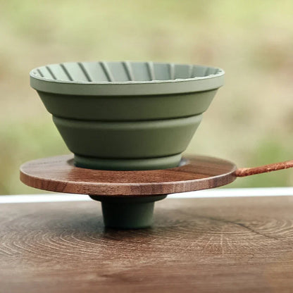 1-2 People Hand Brewing Coffee Coffee Filter Cup Outdoor Hand Brewing Filter Cup Set Silicone Foldable Filter Cup with Base