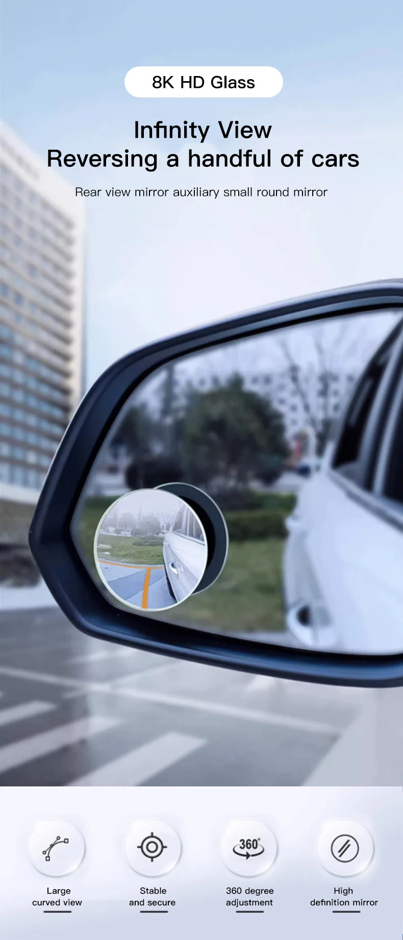 Car Rearview Mirror 360° Small Round Mirror Auto Accessories