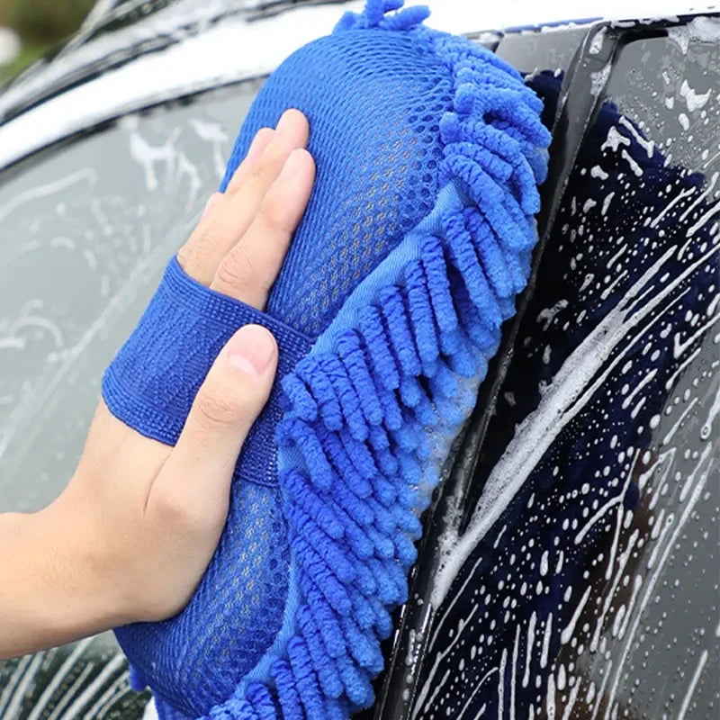 2Pcs Car Cleaning Brush Cleaner Tools Microfiber Car Washer Sponge Cleaning Washing Towel Auto Gloves Car Washing Accessories