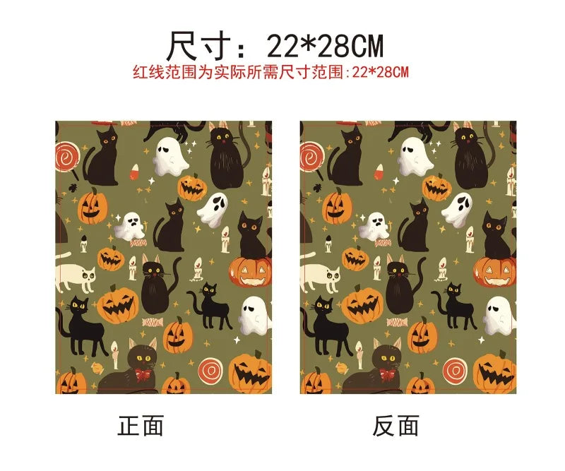 1pc Black Cat Book Sleeve Halloween Pumpkin Book Protector Book Covers for Paperbacks Washable Fabric Cloth Book Cover