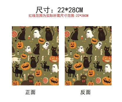 1pc Black Cat Book Sleeve Halloween Pumpkin Book Protector Book Covers for Paperbacks Washable Fabric Cloth Book Cover