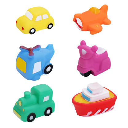 6pcs Cartoon Vehicle Baby Bathing Toys Swimming Water Toys Children Shower Toys Bathtub Toys Funny Gift