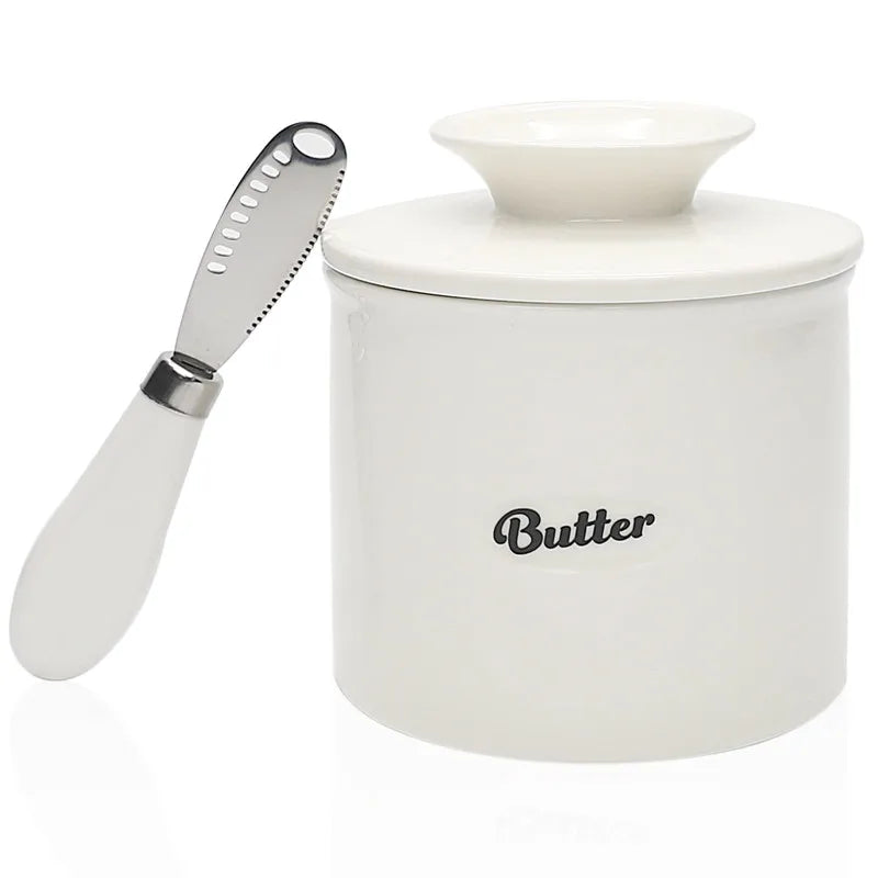 French Butter Crock For Counter With Butter Knife On Demand Spreadable Butter Ceramic Bell Style Butter Jar Butter Dish with Lid