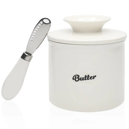 French Butter Crock For Counter With Butter Knife On Demand Spreadable Butter Ceramic Bell Style Butter Jar Butter Dish with Lid