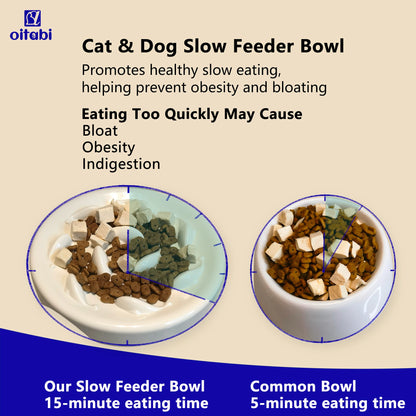 Oitabi Cat Slow Feeder Bowl Pet Dog Feeder Wet Food Slow Feed Raised Dish Healthy Eating Fun Interactive Feeding Bowls for Cats