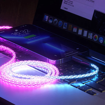 3 in 1 Glowing LED Light 6A 66W Fast Charging Micro USB Type C Cable For iPhone Samsung Xiaomi Redmi Phone Charger USB Cable