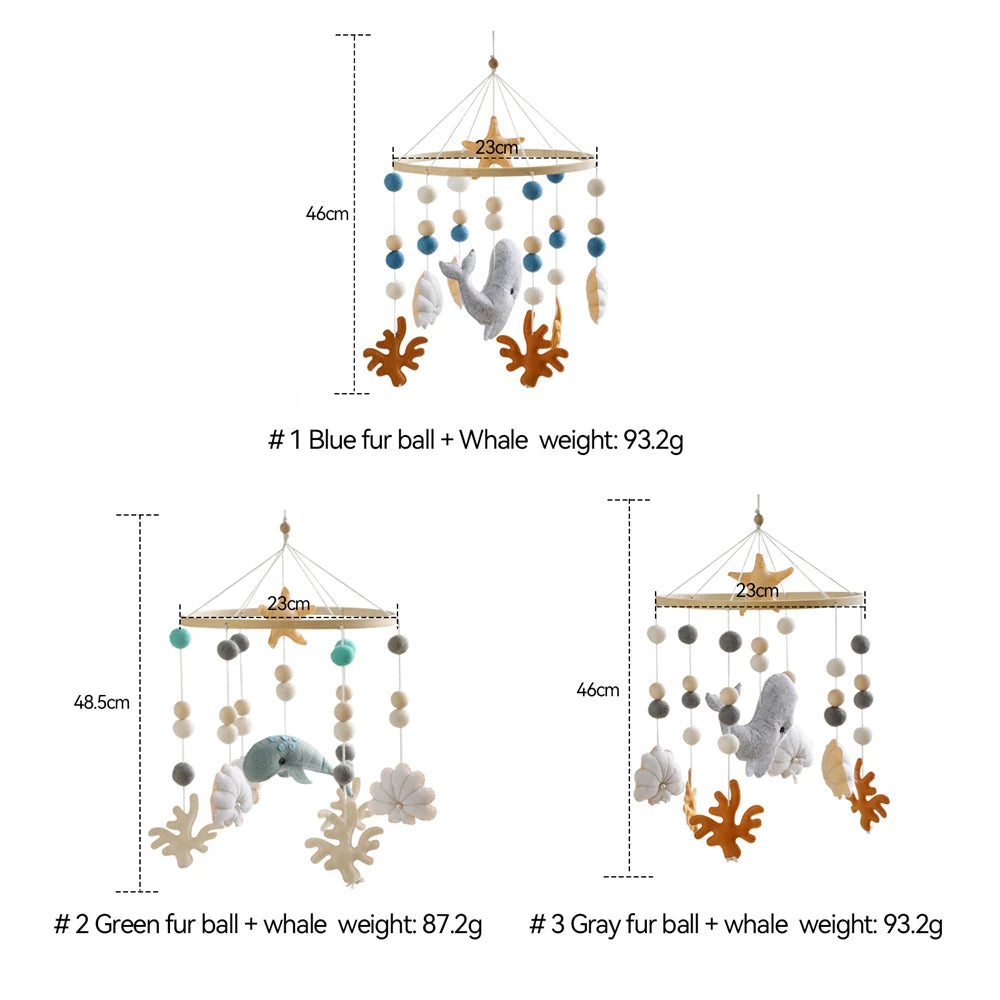 Baby Crib Mobiles Rattle Toy 0-12Months Soft Felt Whale Ball Bed Bell Newborn Music Box Bed Bell Crib Hanging Toys Infant Toys