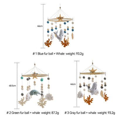 Baby Crib Mobiles Rattle Toy 0-12Months Soft Felt Whale Ball Bed Bell Newborn Music Box Bed Bell Crib Hanging Toys Infant Toys