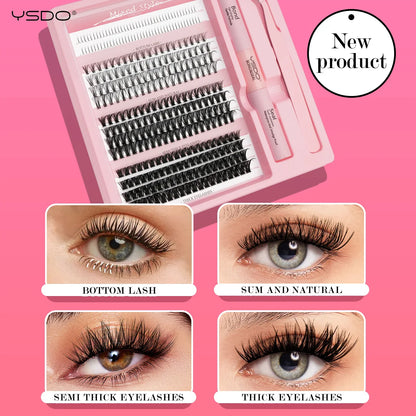 DIY Lash Extension Kit Lash Individual Lashes Clusters8-16mm With Waterproof Lash Bond And Seal Eyelash Tweezers Lash Kit