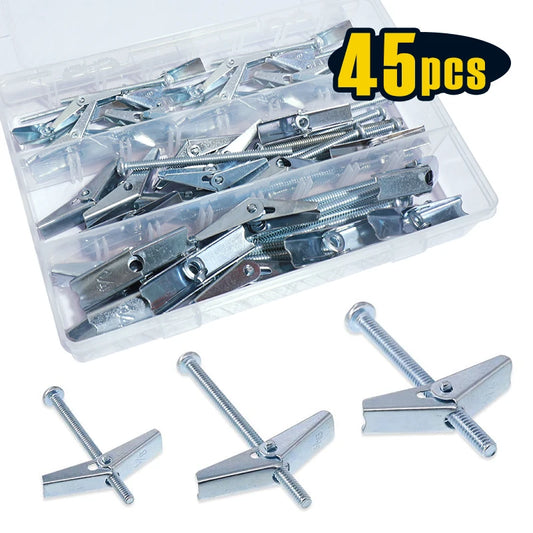 Heavy Duty Hollow Wall Anchors for Drywall Ceiling, Toggle Bolts and Wing Nut Kit, 3 Sizes Butterfly Anchors (1/8,3/16,1/4in)