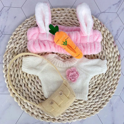 1set Clothes Suit Exquisite Soft Knitted Sweater DIY Accessories For 30cm Kawaii Yellow Duck Lalafanfan Plush Toys Stuffed Dolls