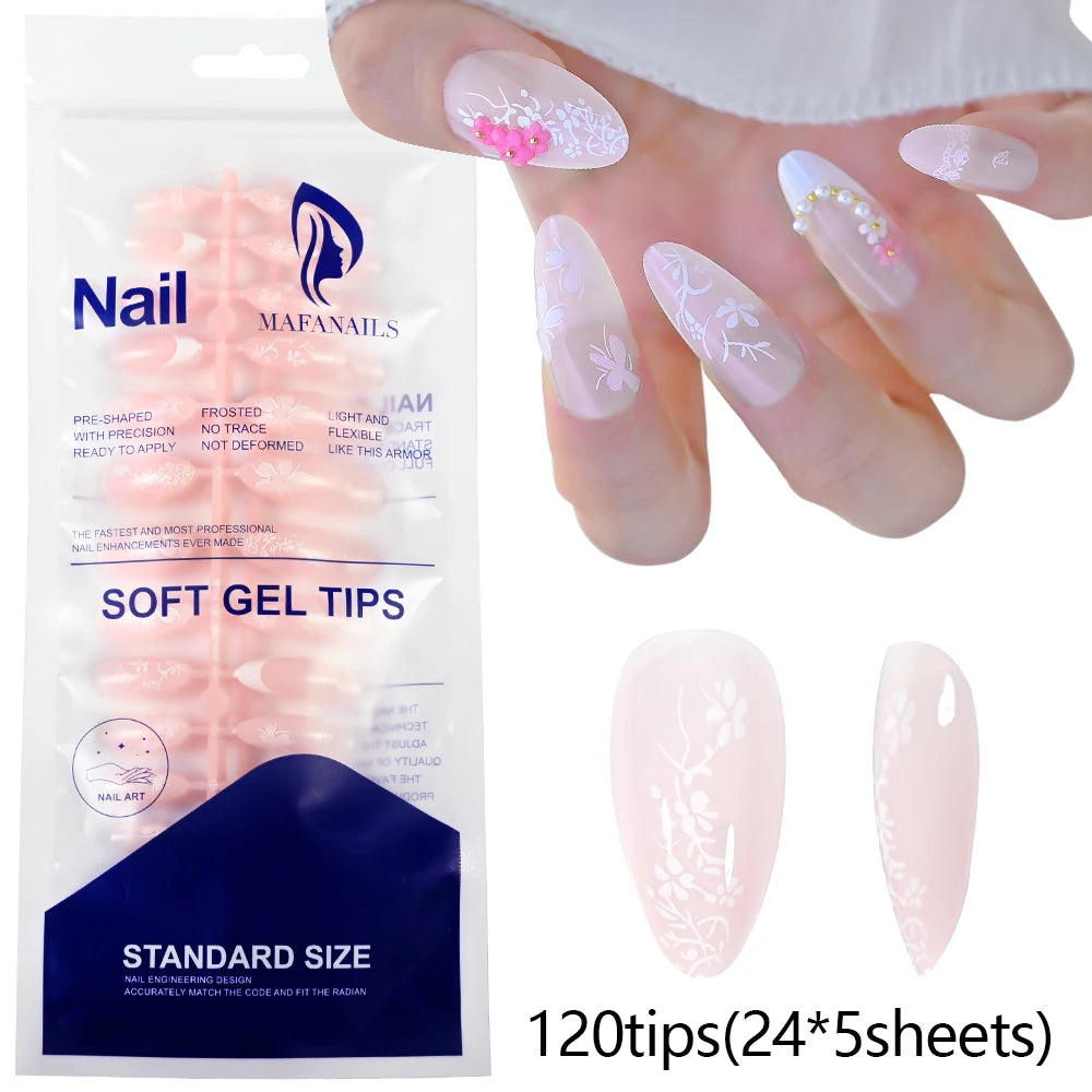 120Pcs=24*5 French Short Square Coffin False Nail White Pink Simple Wearable Fake Nails Glossy Full Cover Press on Nail Tips Art