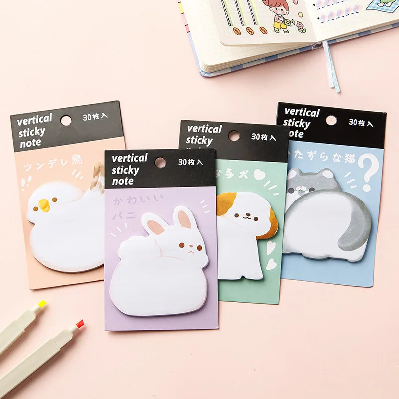 Cute Animal Cartoon Shaped Sticky Notes - Thick Reusable Adhesive Notepads for Students, Creative Fun School & Office Supplies