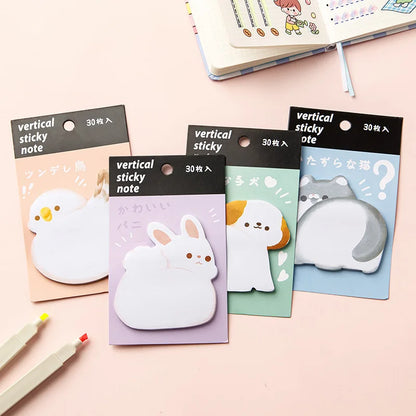 Cute Animal Cartoon Shaped Sticky Notes - Thick Reusable Adhesive Notepads for Students, Creative Fun School & Office Supplies