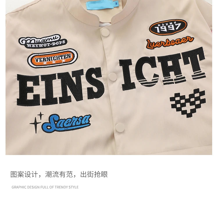 Windproof Biker Jackets for Couples High Street All Match Racing Wear American Women's Oversize Coats Detachable 2024 New