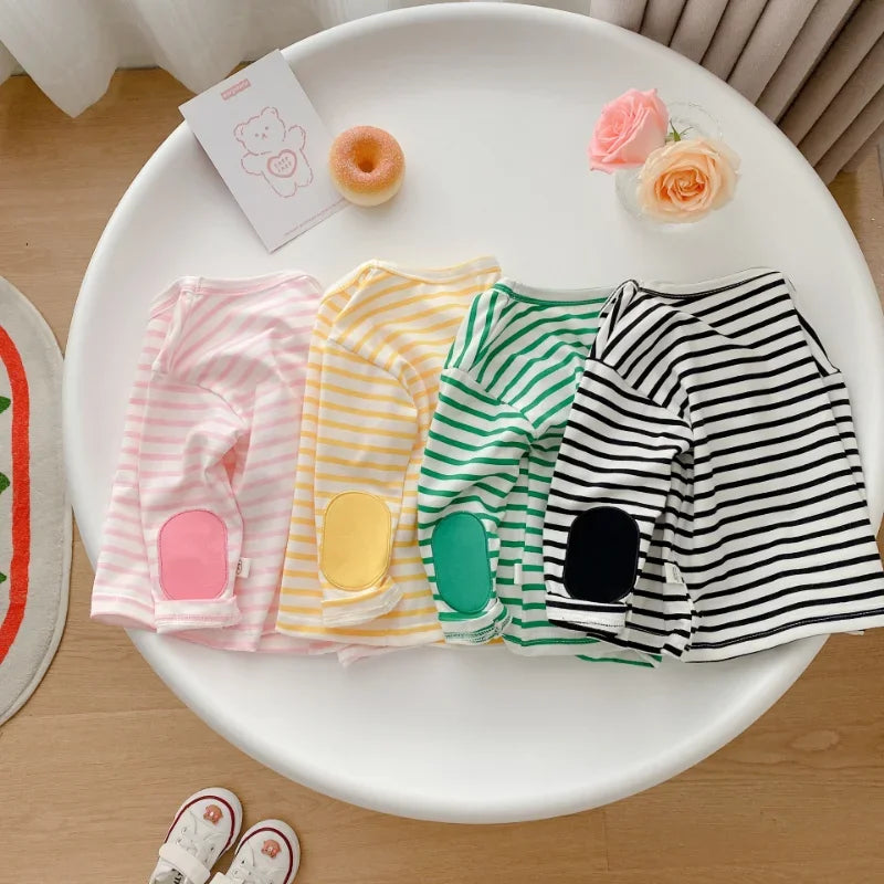 Spring Baby Boy Striped Cotton T-shirts Kids Cotton Clothes Toddler Girls Tops Children Long Sleeve Loose Bottoming T Shirt 0-4Y