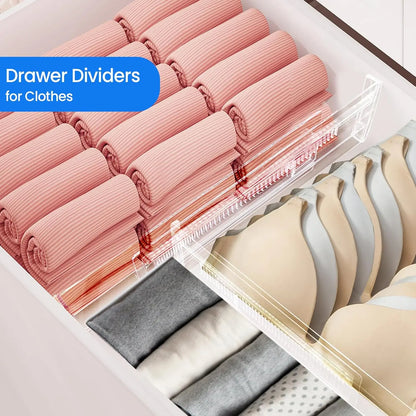 Drawer Dividers 6 Pack, Expandable Drawer Organizer, Suitable For Kitchen, Bedroom, Dresser And Office Storage, Easy to Install